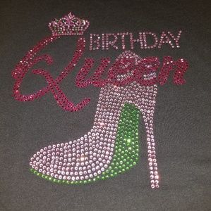 Custom Birthday Queen Rhinestone Shirt